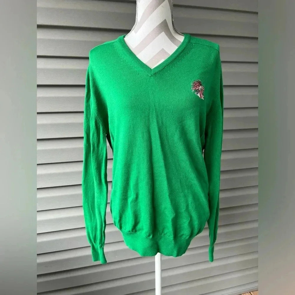 Vintage The Titleist Collection Golf Sweater Green Indian Chief Embroidered M